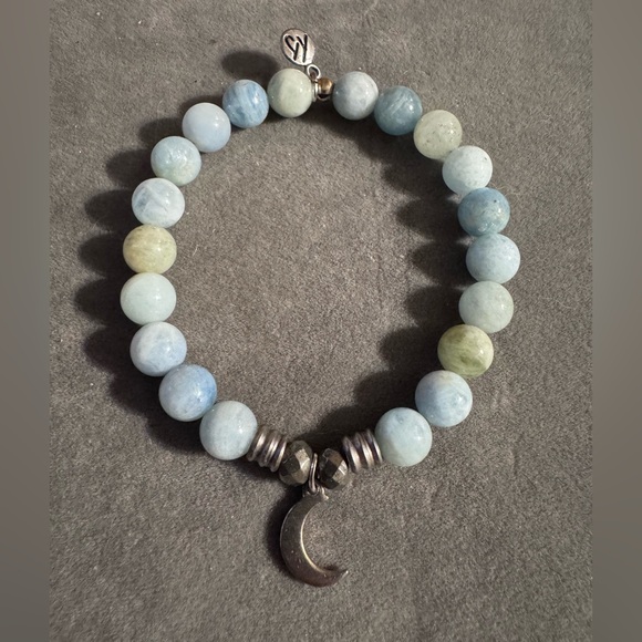 T. Jazelle TJ Moon Gemstone Beaded Stretch Bracelet - Picture 2 of 2